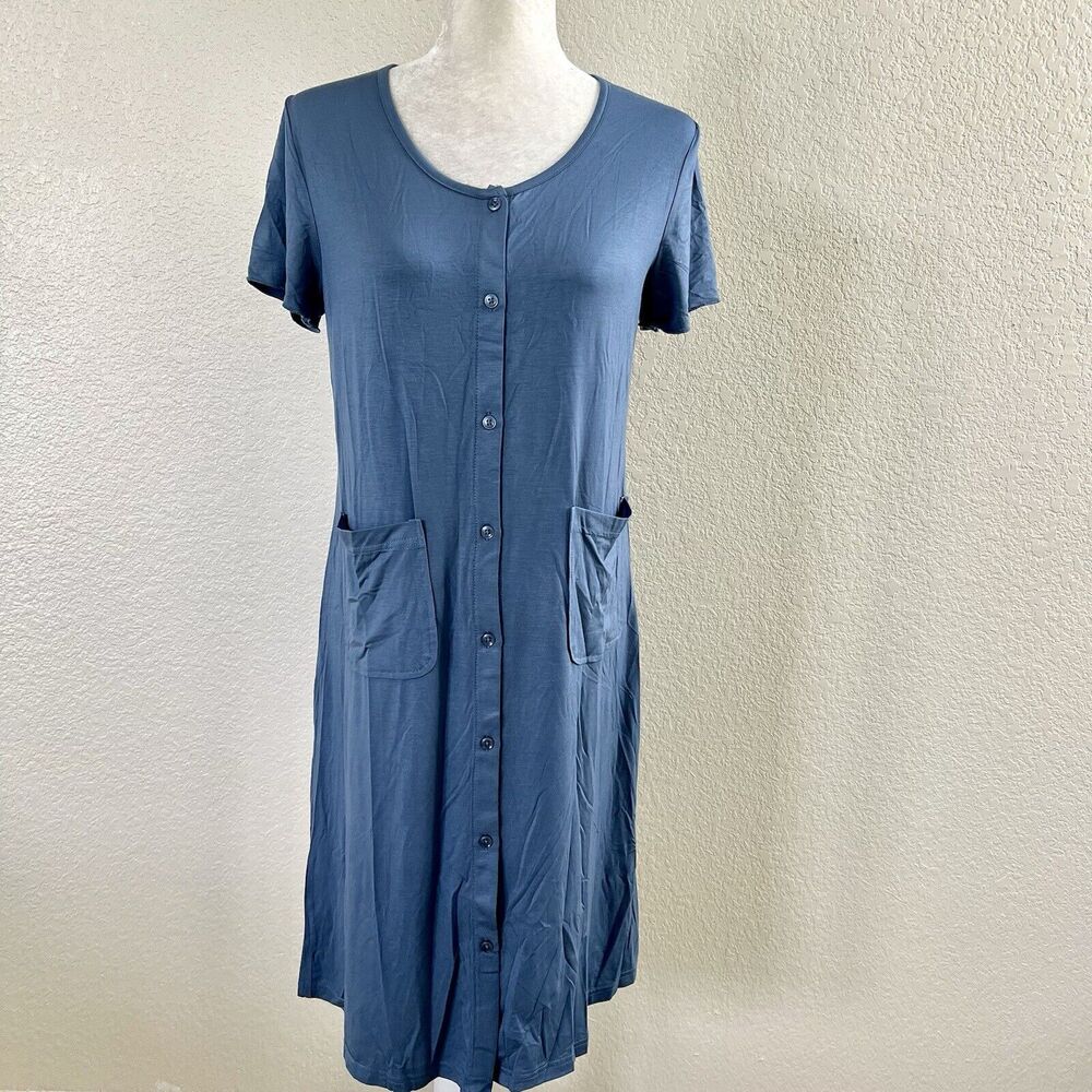 Richie House Women's Small Blue Knitted Casual House Dress Dailyshirt Lounge
